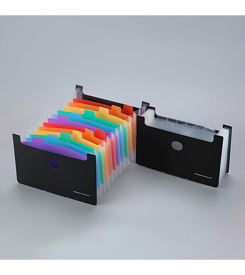 A 13 Pocket A6 Accordion File Folder Transparent With Index Stand Up Large Capacity Expandable Bill Organizer Document Storage Folder Colored Label Paper 24 Stickers - Image 5