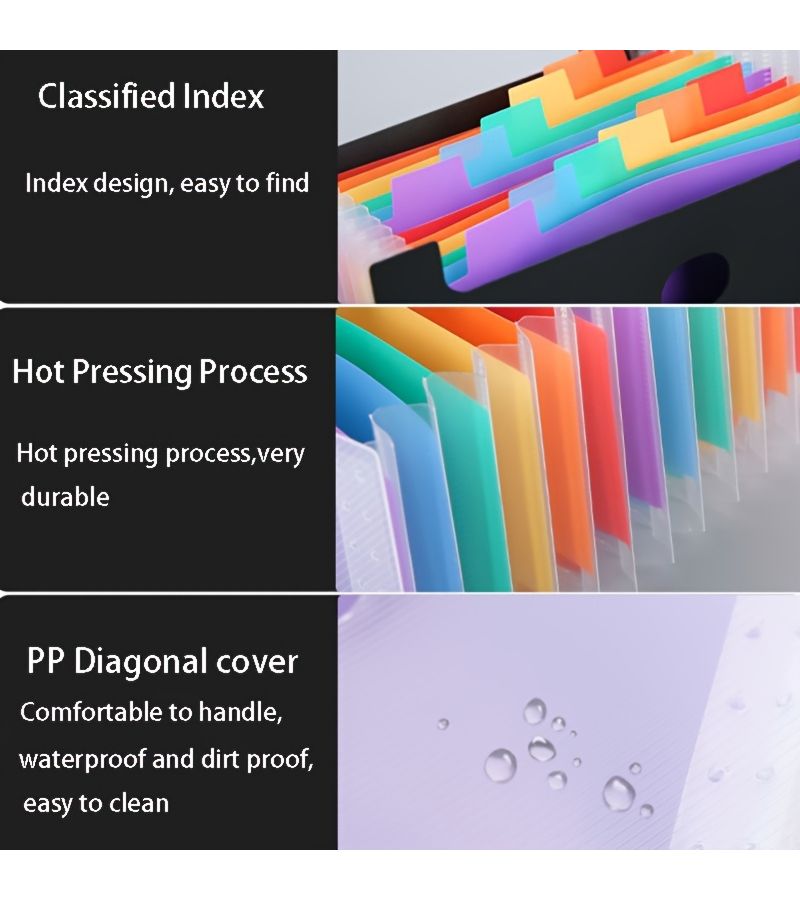 A 13 Pocket A6 Accordion File Folder Transparent With Index Stand Up Large Capacity Expandable Bill Organizer Document Storage Folder Colored Label Paper 24 Stickers - Image 3