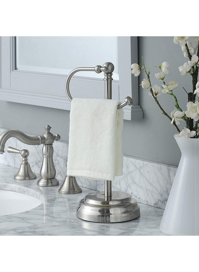SunnyPoint Heavy Weight Classic Decorative Metal Fingertip Towel Holder Stand for Bathroom, Kitchen, Vanity and Countertops. (Brush Chrome, 13.5" x 5.5" x 5.5" INCH) - Image 2