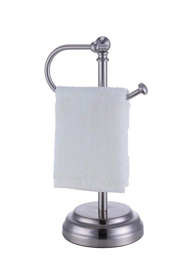 SunnyPoint Heavy Weight Classic Decorative Metal Fingertip Towel Holder Stand for Bathroom, Kitchen, Vanity and Countertops. (Brush Chrome, 13.5" x 5.5" x 5.5" INCH) - Image 1