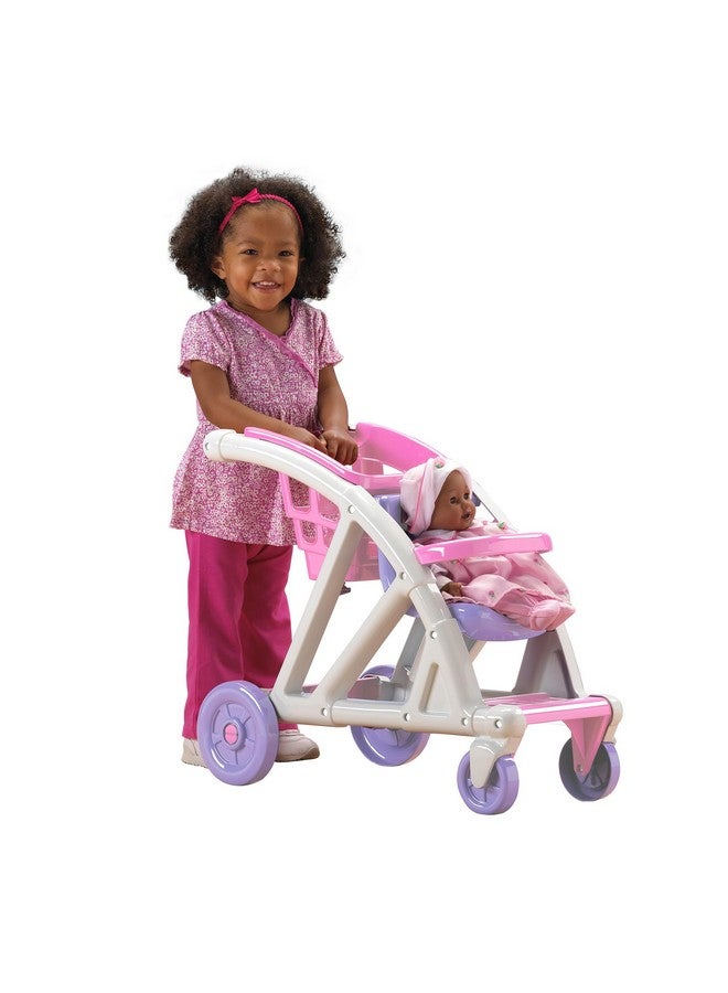 American Plastic Toys Shop With Me Stroller For Baby Doll, 2 In 1 Stroller And Shopping Cart, Encourages Role Play, Builds Motor Skills For Toddlers Learning To Walk, Pink And Purple, For Ages 2+ - Image 1