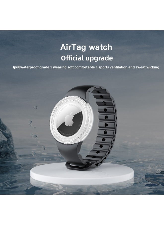 Generic - Applicable Children's Strap Airtag Protective Case Waterproof Adjustable Silicone For Apple Tracker Storage Box Case-Color:Navy Blue-Applicable Models:AirTag - Image 1
