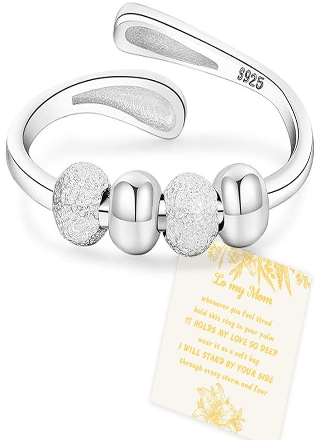 سنتريا خواتم سينتيريا لتخفيف القلق للنساء، مصنوعة من الفضة الإسترليني، قابلة للتعديل، مزودة بخرز، خواتم دوارة لتخفيف التوتر للنساء، مصنوعة من الفضة الإسترليني، بدون أحجار كريمة. - Image 1