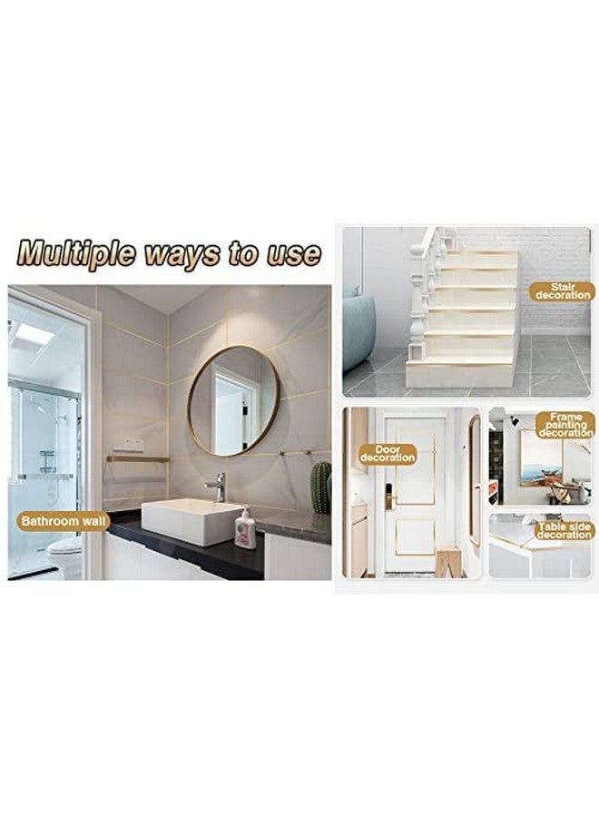 Jb Export 2 Pc 50 Meters Golden Tape, Home Floor Wallpaper Waterproof Tiles, Tile gap Tiles Stickers for Floor - (0.5 CM Wide, Gold) - Image 3