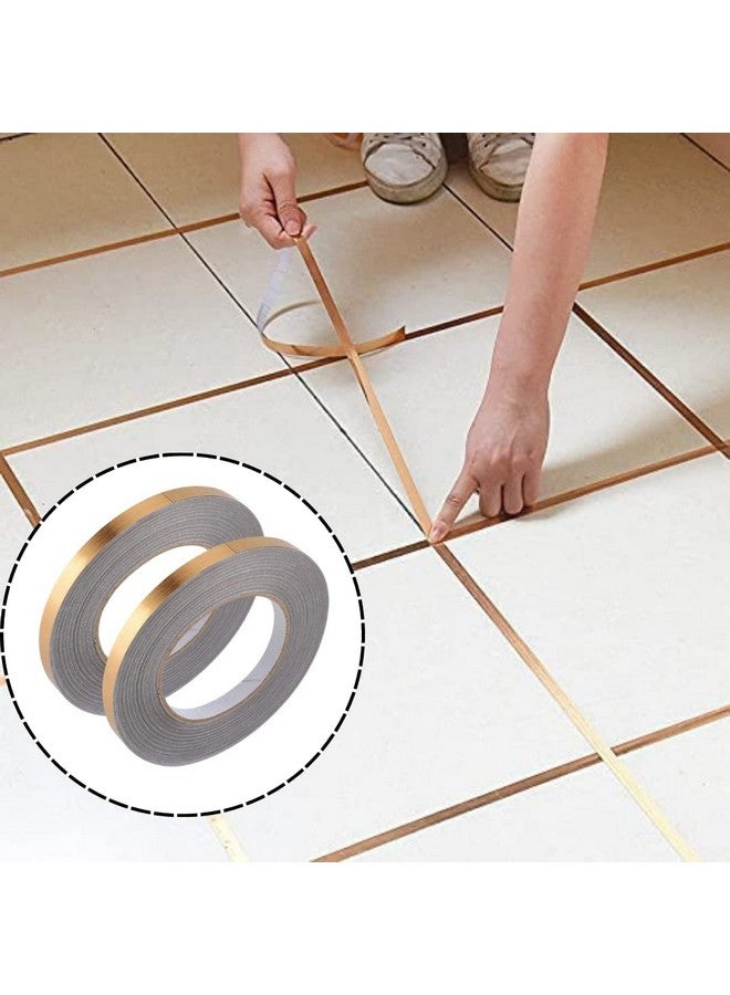 Jb Export 2 Pc 50 Meters Golden Tape, Home Floor Wallpaper Waterproof Tiles, Tile gap Tiles Stickers for Floor - (0.5 CM Wide, Gold) - Image 1