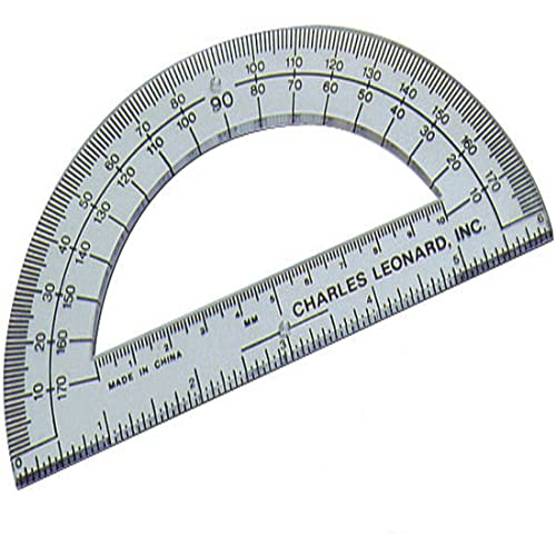 Charles Leonard 6-Inch Open Center Protractor with Ruler, Clear Plastic, 12-Count (77106) - Image 1