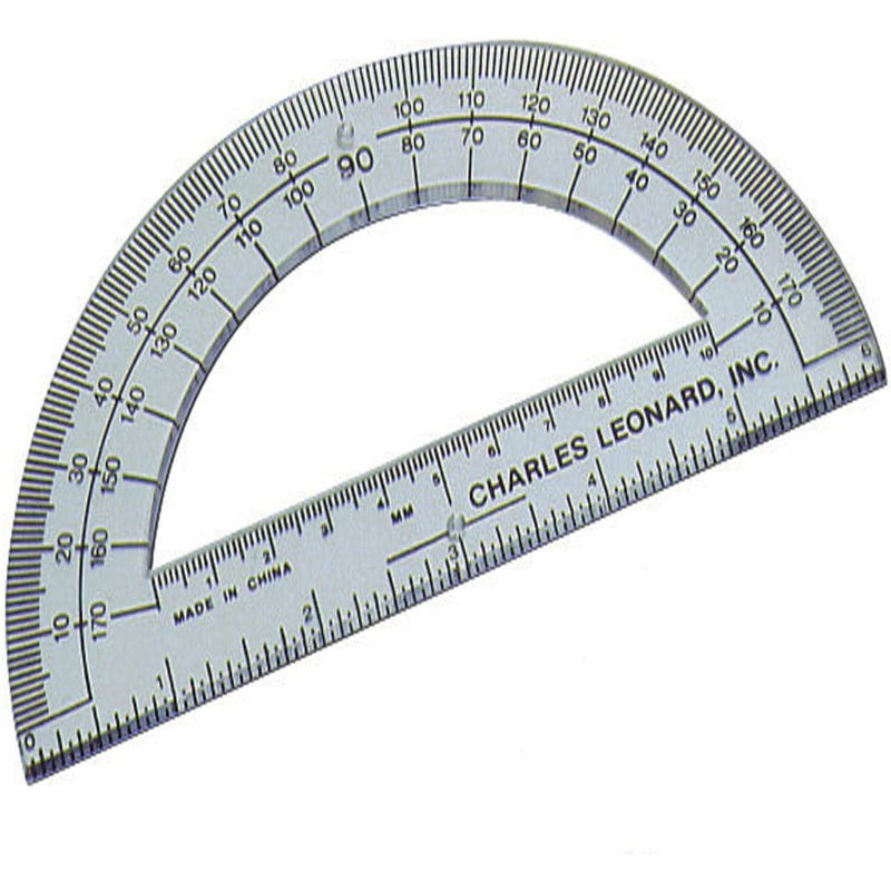Charles Leonard 6-Inch Open Center Protractor with Ruler, Clear Plastic, 12-Count (77106) - Image 3