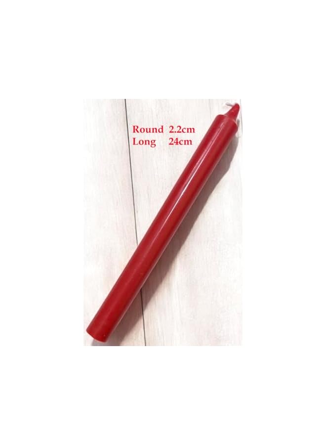 Green Tiger Taper Candles Red Color 4Pcs Candles 2.2cm Round x 24cm Long Candles (24cm Red Candles 4Pcs) - Image 2
