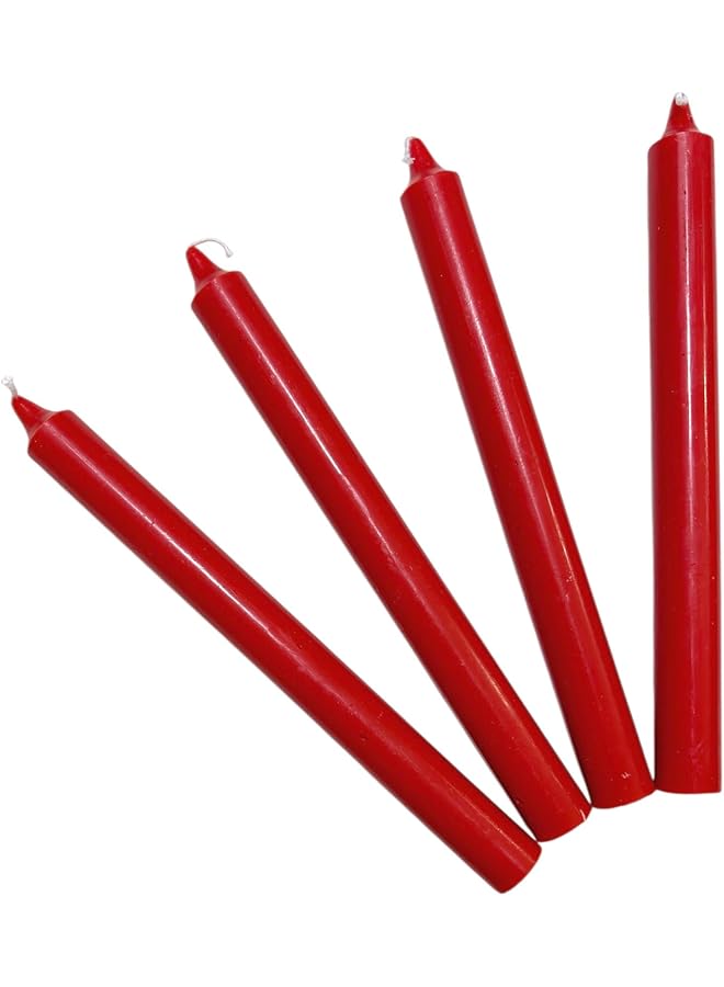 Green Tiger Taper Candles Red Color 4Pcs Candles 2.2cm Round x 24cm Long Candles (24cm Red Candles 4Pcs) - Image 1