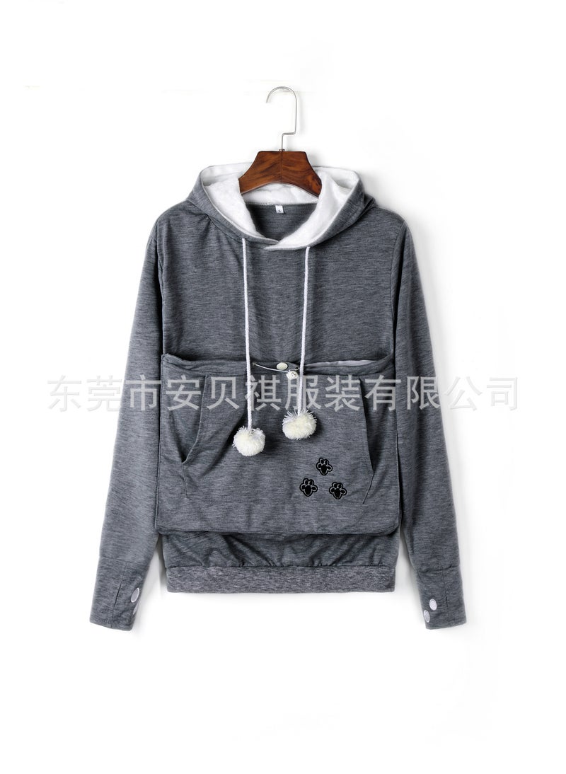Oversized Pocket Hoodie Autumn Winter Loose Fit Light blue  - Image 2