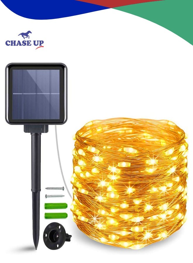 Chase Up Solar String Lights Outdoor, 200 LED Fairy Lights Solar Powered with 8 Modes Waterproof Decorative Copper Wire Lights for Patio Garden Yard Trees Christmas Wedding Party, Warm White - Image 1