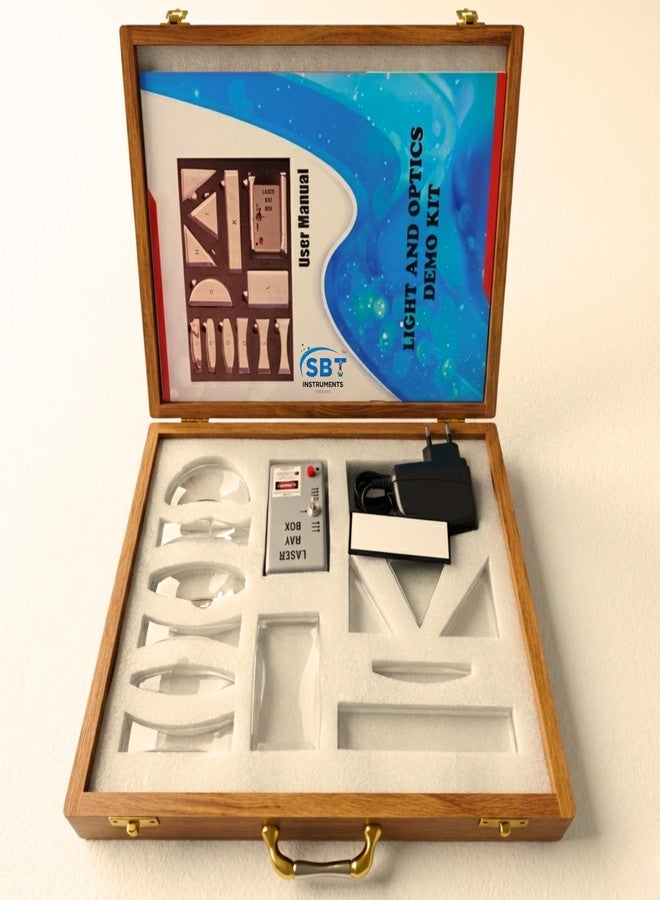 SBT Instruments Light and Optics Class Demo Kit | 12 Acrylic Lenses, Ray Box with 5, 3 & 1 Light Beam Configuration in Red Colour, Practice | for Class 9-12 Physics Experiments, Learning Set - Image 1