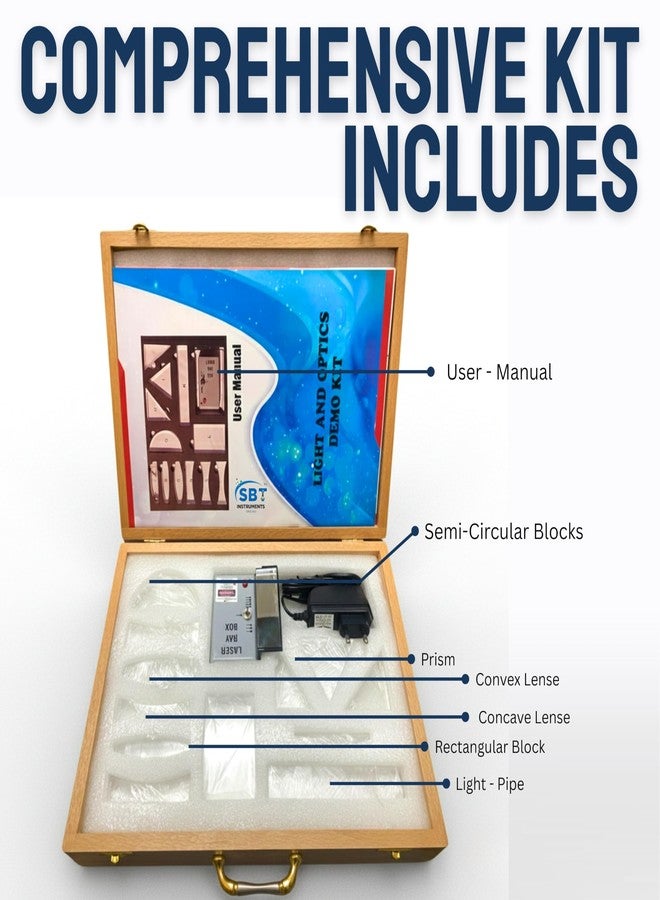 SBT Instruments Light and Optics Class Demo Kit | 12 Acrylic Lenses, Ray Box with 5, 3 & 1 Light Beam Configuration in Red Colour, Practice | for Class 9-12 Physics Experiments, Learning Set - Image 5