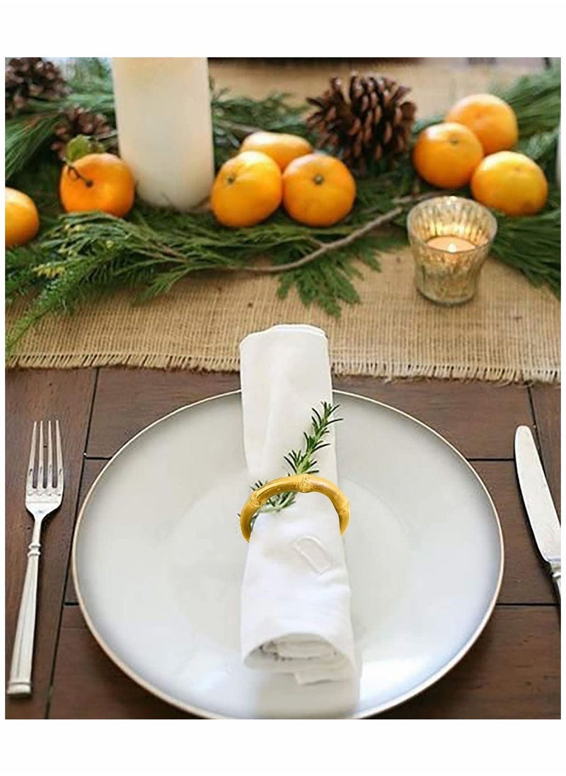 Wood Bamboo Napkin Rings Set of 4, Handmade Rattan Napkin Holder Rings Table Decorations for Wedding, Valentine's, Banquet, Birthday, Thanksgiving