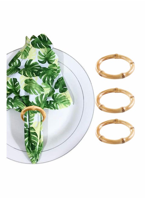 Wood Bamboo Napkin Rings Set of 4, Handmade Rattan Napkin Holder Rings Table Decorations for Wedding, Valentine's, Banquet, Birthday, Thanksgiving