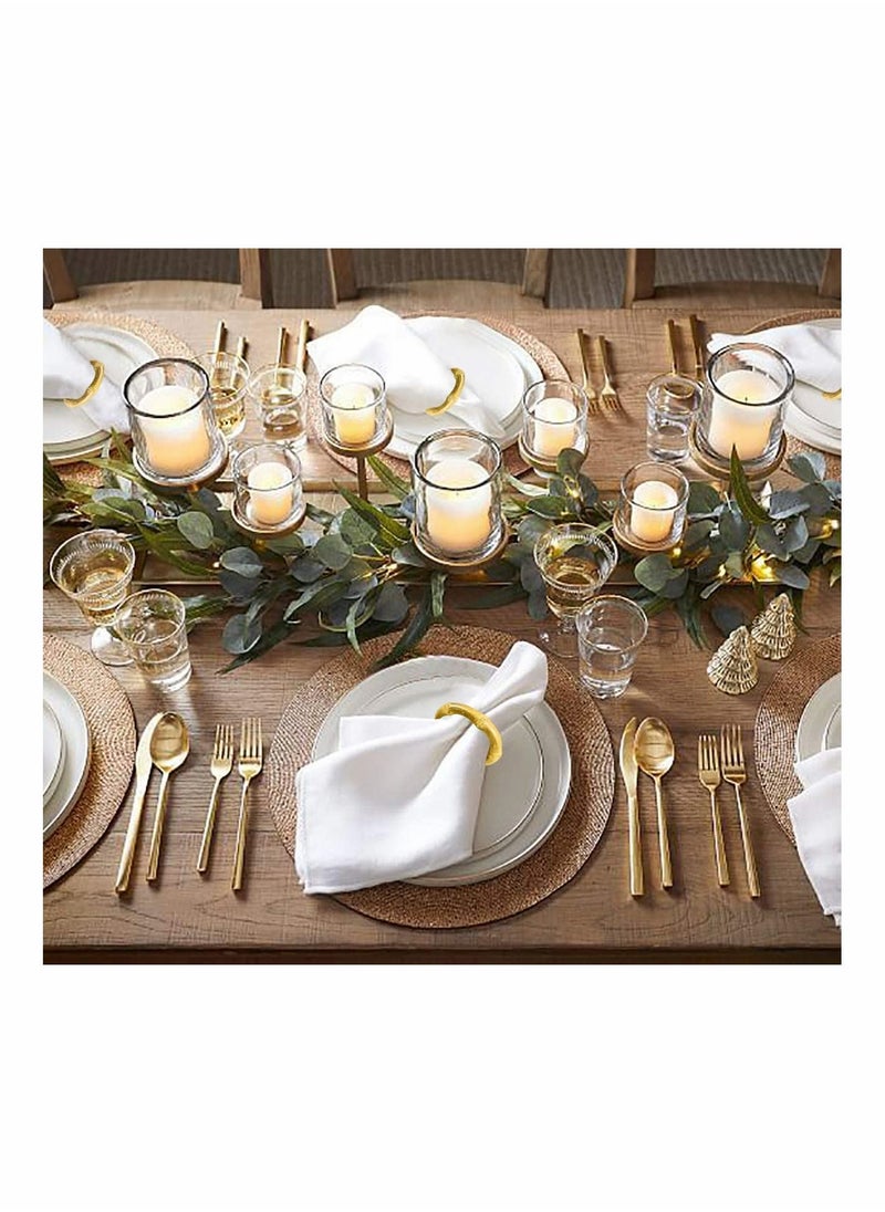 Wood Bamboo Napkin Rings Set of 4, Handmade Rattan Napkin Holder Rings Table Decorations for Wedding, Valentine's, Banquet, Birthday, Thanksgiving