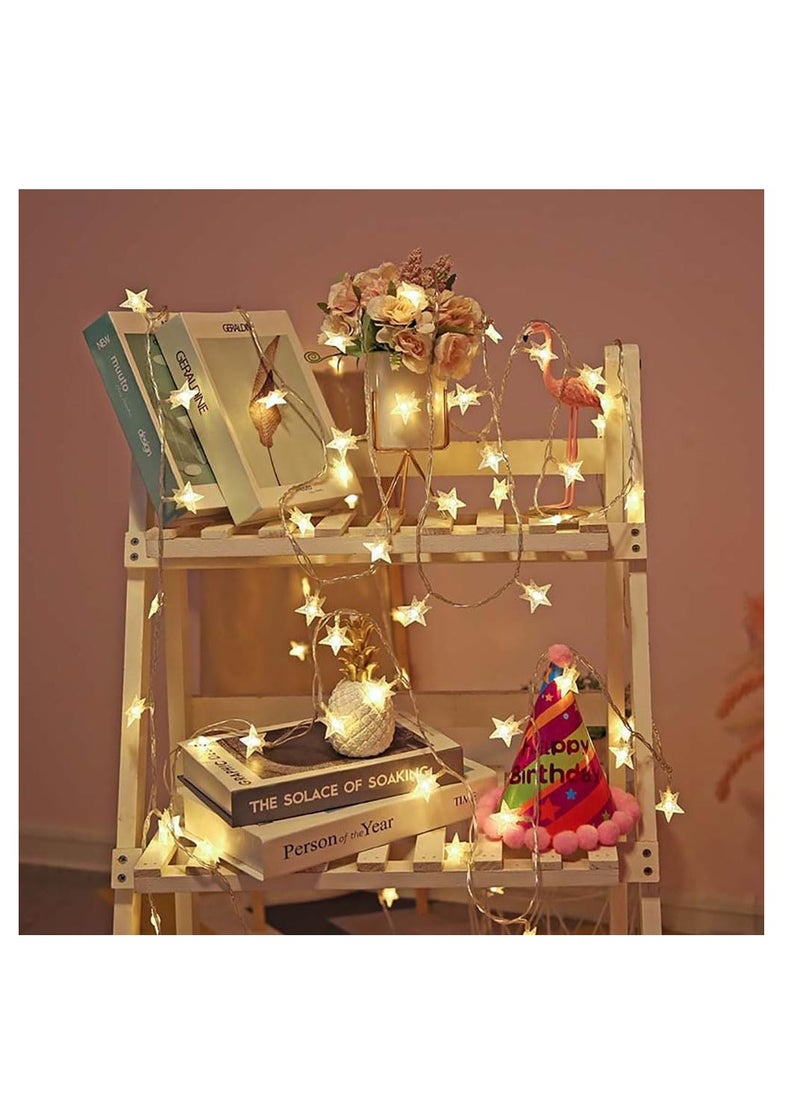 Generic - 20 LED Star String Lights 3 Meters Fairy Christmas Lights Battery Operated for Indoor & Outdoor, Party, Wedding and Holiday Decorations Warm White (C-3M-20LEDs) - Image 1