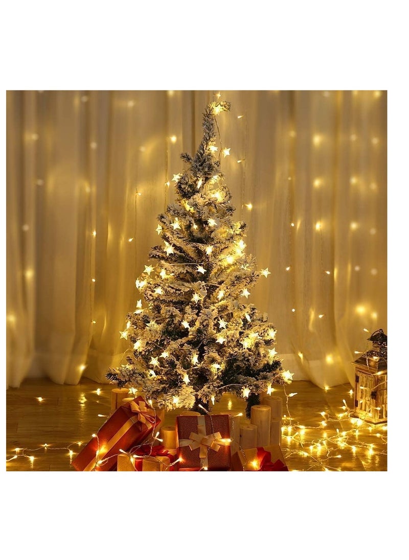Generic - 20 LED Star String Lights 3 Meters Fairy Christmas Lights Battery Operated for Indoor & Outdoor, Party, Wedding and Holiday Decorations Warm White (C-3M-20LEDs) - Image 1