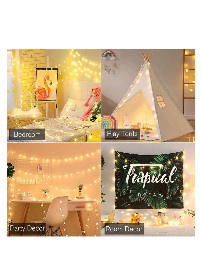 Generic - 20 LED Star String Lights 3 Meters Fairy Christmas Lights Battery Operated for Indoor & Outdoor, Party, Wedding and Holiday Decorations Warm White (C-3M-20LEDs) - Image 1