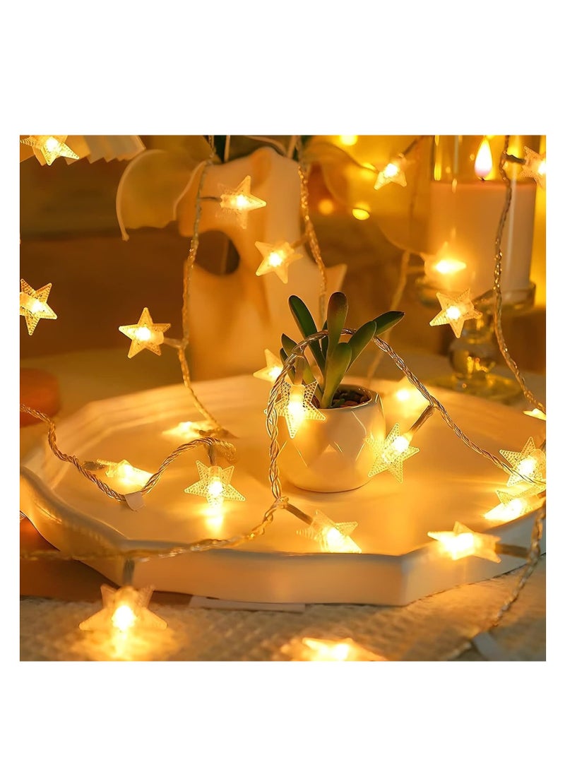 Generic - 20 LED Star String Lights 3 Meters Fairy Christmas Lights Battery Operated for Indoor & Outdoor, Party, Wedding and Holiday Decorations Warm White (C-3M-20LEDs) - Image 1