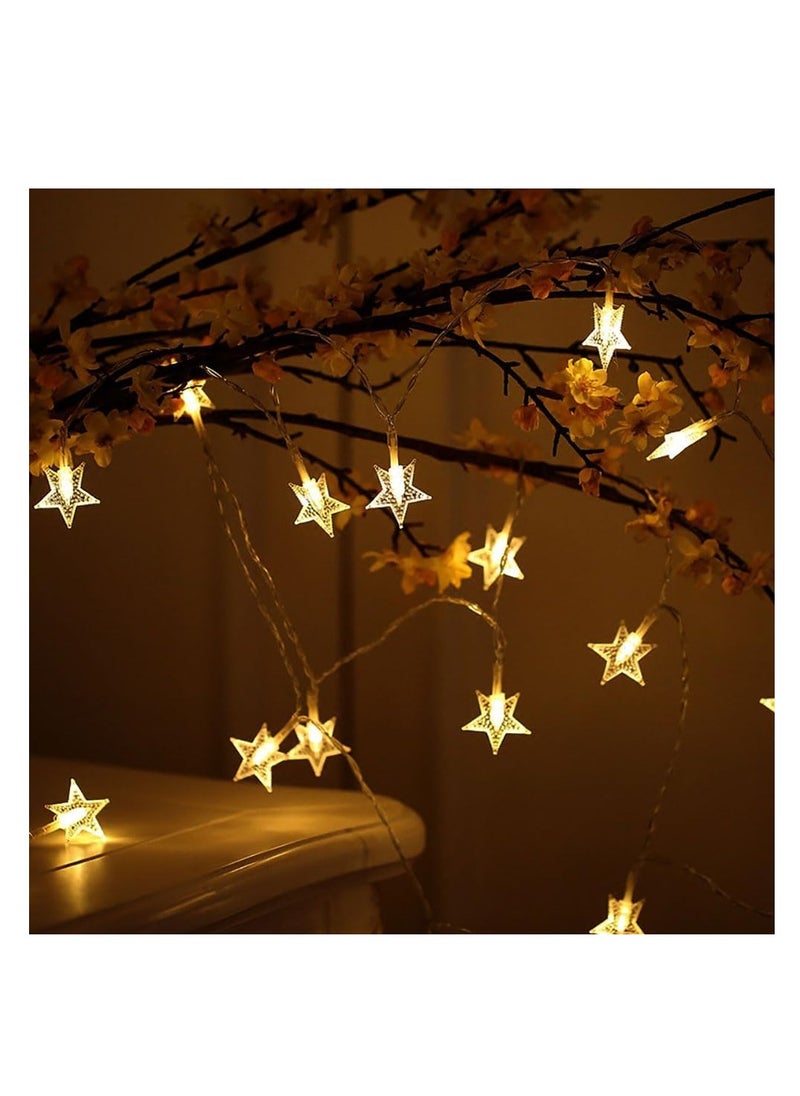 Generic - 20 LED Star String Lights 3 Meters Fairy Christmas Lights Battery Operated for Indoor & Outdoor, Party, Wedding and Holiday Decorations Warm White (C-3M-20LEDs) - Image 1