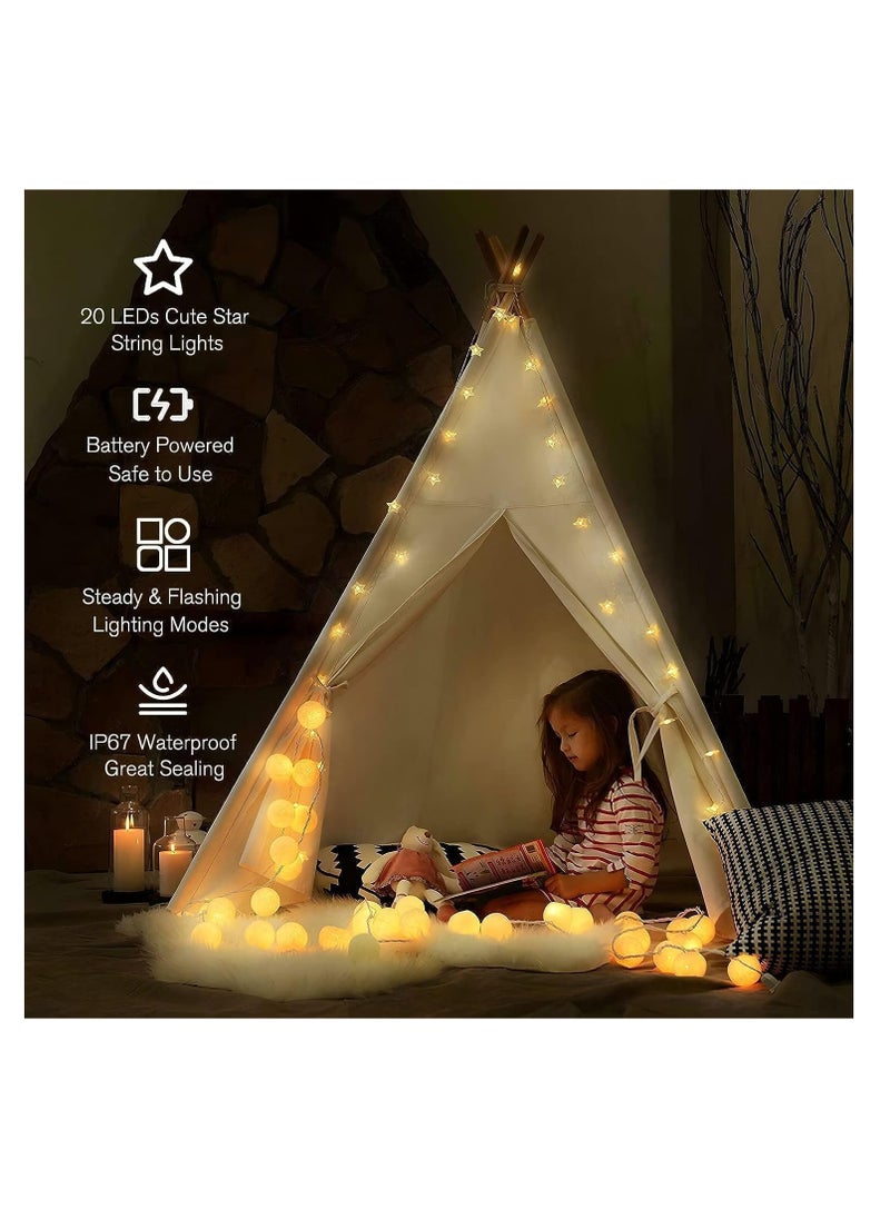 Generic - 20 LED Star String Lights 3 Meters Fairy Christmas Lights Battery Operated for Indoor & Outdoor, Party, Wedding and Holiday Decorations Warm White (C-3M-20LEDs) - Image 1