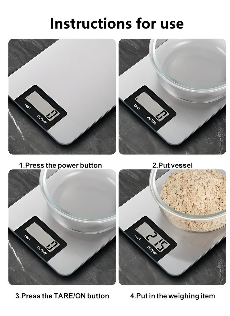 Digital Kitchen Scale with LCD Display, Multifunction Food Scale, Touch Button, Ultra Slim with Large LCD Display Kitchen Scale