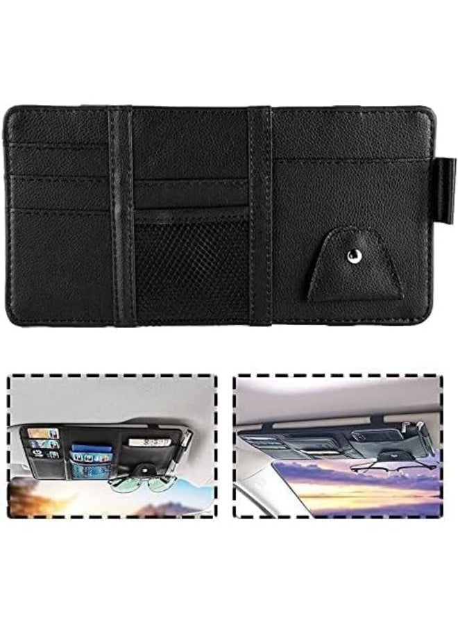 Car Sun Visor Organizer Storage Bag And Glasses Holder With Zipper PU Auto Interior Accessories Storage Travel Document Holder With Multi-Pocket… - Image 4