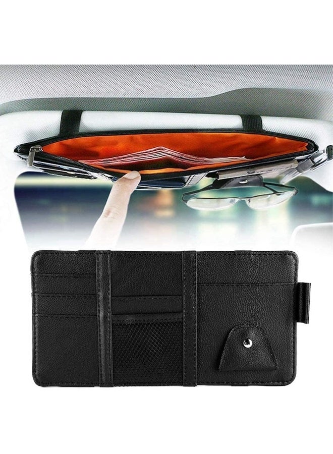 Car Sun Visor Organizer Storage Bag And Glasses Holder With Zipper PU Auto Interior Accessories Storage Travel Document Holder With Multi-Pocket… - Image 5