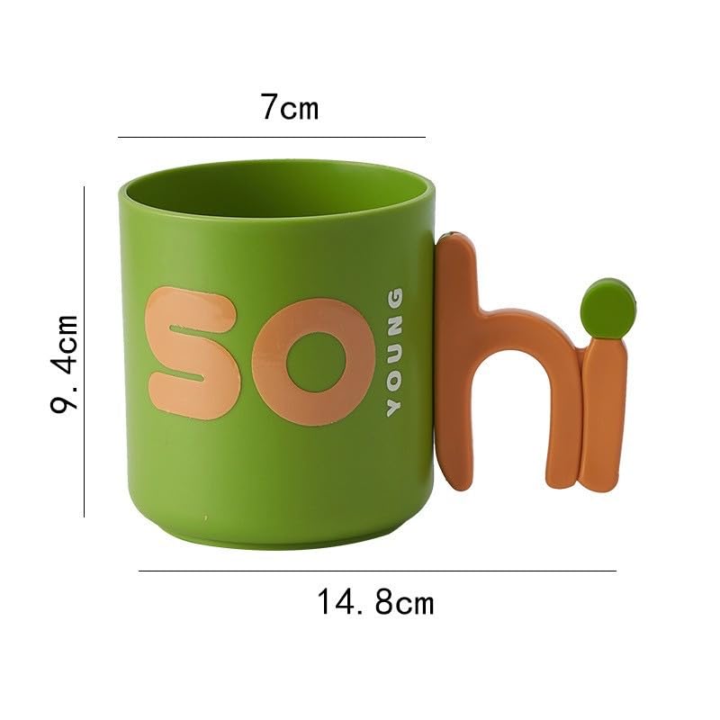 DCELLA Reusable Mouthwash Cup - Letter Cup Toothbrush Holder - Bathroom Toothbrush Holder Organizer, Mouthwash Rinsing Cups for Home Bathroom Countertop (Pack of 1-Green) - Image 2