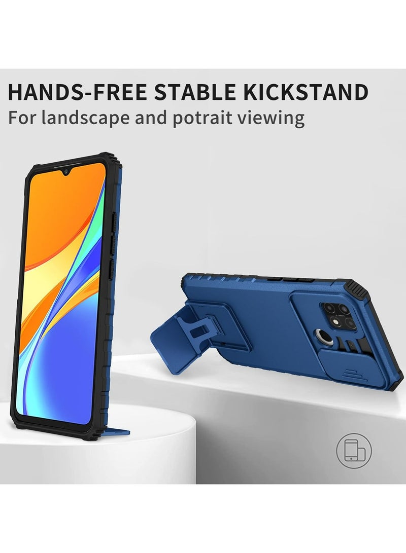 Xiaomi Redmi 9C / 10A 4G Mobile Phone Case Cover, Innovative Telescopic Bracket, Sliding Protection Camera Window, Bumper Shockproof Phone Back Cover - Image 3