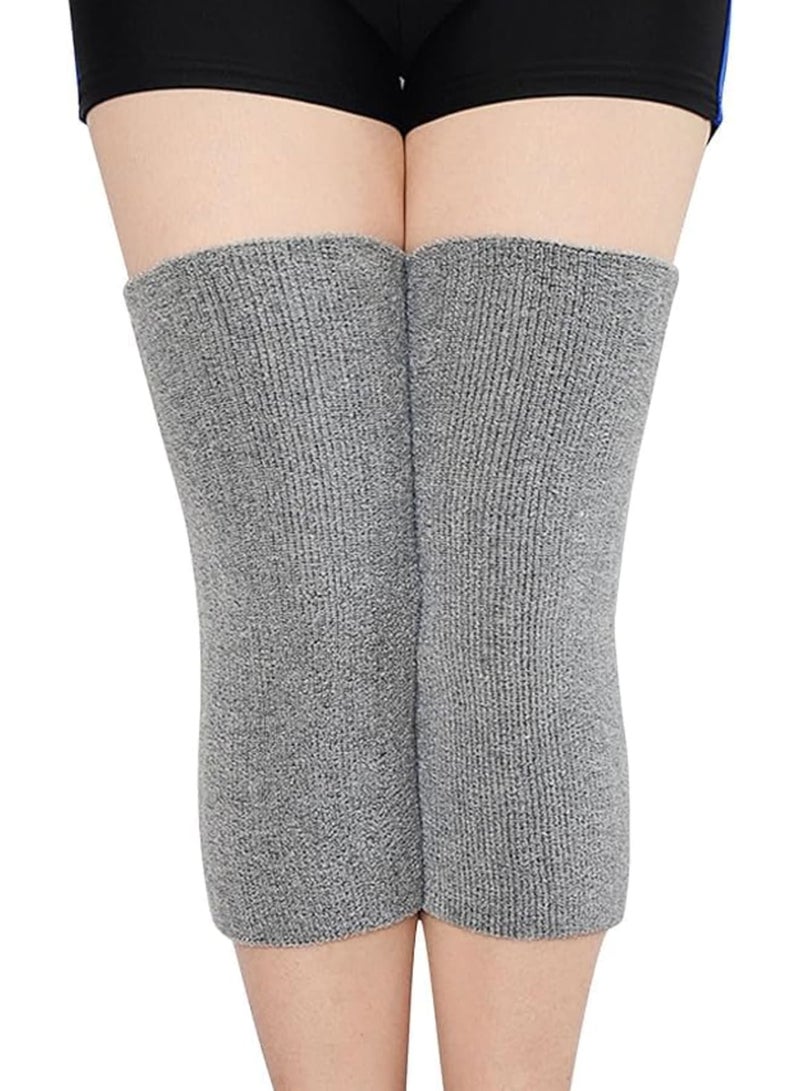 Luckam Breathable Knee Warmer, Terry Knit Stretch Support Wrap for Joint Warmth, Cold Weather Knee Protection, Arthritis Pain Relief, Ideal for Elderly Care, Winter Sports, Daily Comfort, Extra-Long (Grey) - Image 1