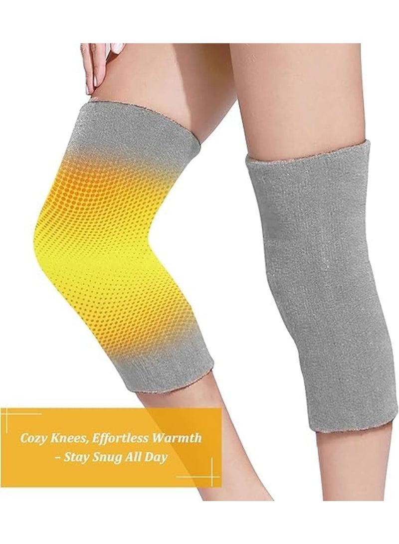 Luckam Breathable Knee Warmer, Terry Knit Stretch Support Wrap for Joint Warmth, Cold Weather Knee Protection, Arthritis Pain Relief, Ideal for Elderly Care, Winter Sports, Daily Comfort, Extra-Long (Grey) - Image 5