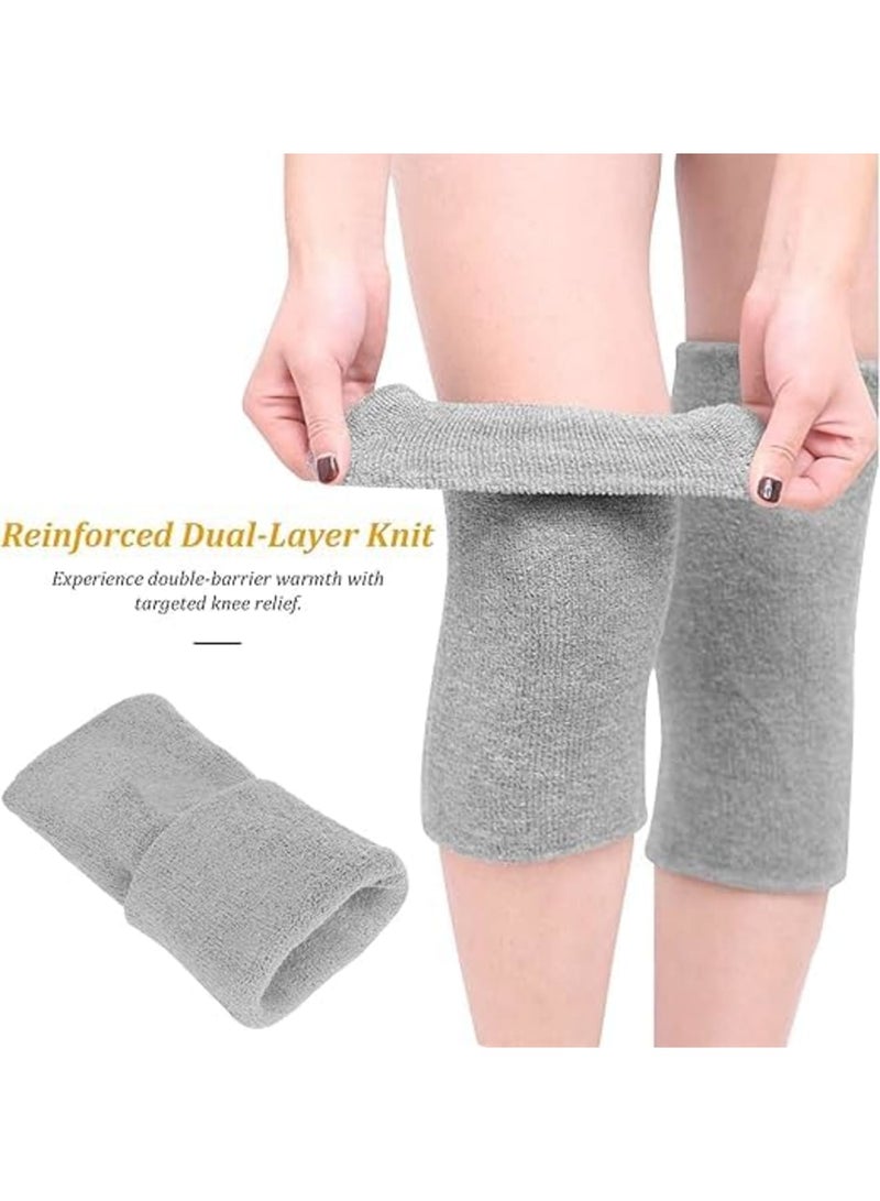 Luckam Breathable Knee Warmer, Terry Knit Stretch Support Wrap for Joint Warmth, Cold Weather Knee Protection, Arthritis Pain Relief, Ideal for Elderly Care, Winter Sports, Daily Comfort, Extra-Long (Grey) - Image 3