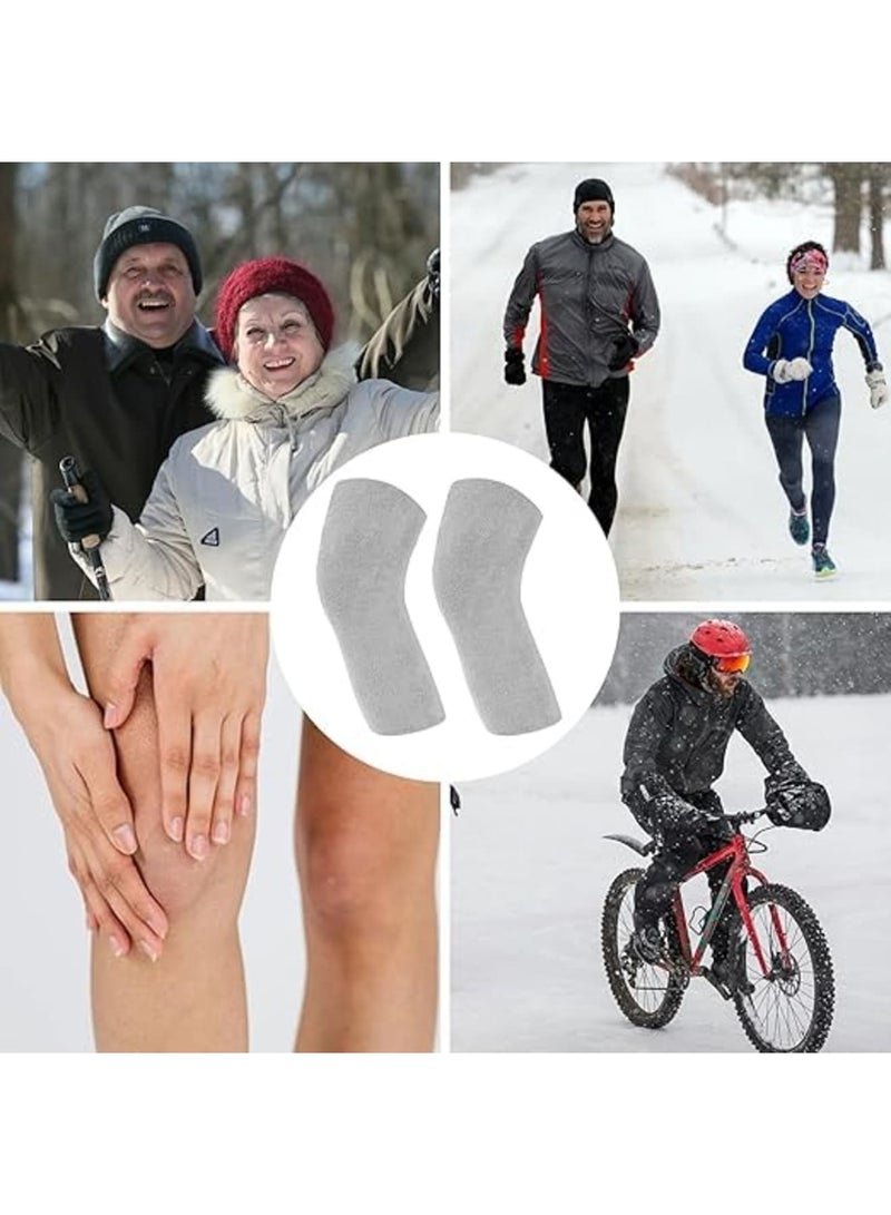 Luckam Breathable Knee Warmer, Terry Knit Stretch Support Wrap for Joint Warmth, Cold Weather Knee Protection, Arthritis Pain Relief, Ideal for Elderly Care, Winter Sports, Daily Comfort, Extra-Long (Grey) - Image 4