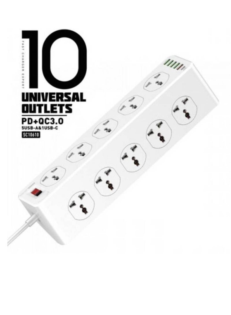 Electric Extension With 10 Anti Static Power Socket And 5 USB Port