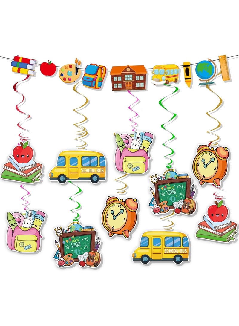 Generic Back to School Banner and Hanging Swirls, Back to School Party Decorations Ornaments for First Day of School Classroom Ceiling Party Decor