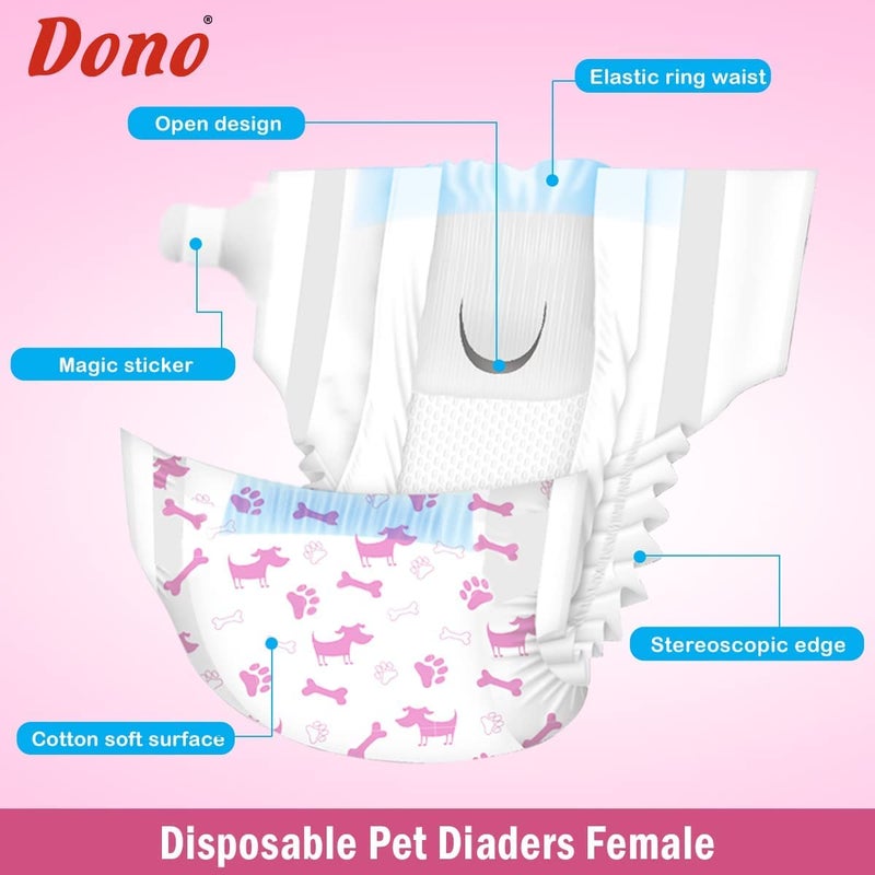 Dono Super Absorbent Diapers Disposable Puppy Diaper for Female Dog 8 COUCHES (XXL) - Image 3