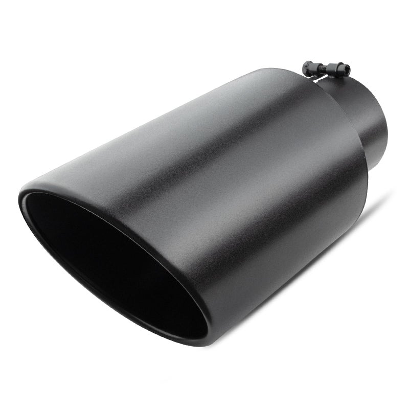 Vurkcy 5 inch Inlet Exhaust Tip, 8" Outlet 15" Overall Length Stainless Steel Exhaust Tail Pipe, Bolt-On, Rolled Edge, Slant Sleek Angle Cut, Polished Tailpipe, Black - Image 1