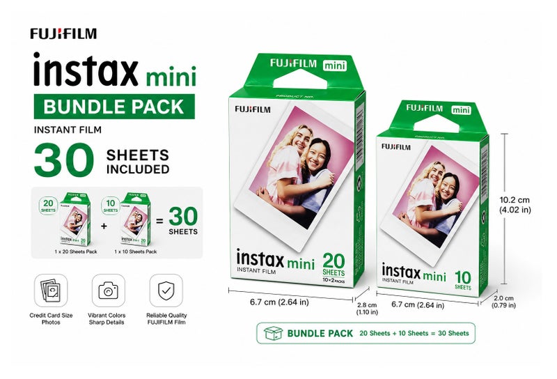 فوجي فيلم إنستكس ميني فيلم فوري – عبوة 3 بمجموع 30 ورقة متوافق مع جميع كاميرات Instax Mini مثل Mini 41 وMini 12 وMini Evo وMini 90 إطار أبيض | ألوان عالية الجودة وزاهية | سرعة ظهور عالية | مثالي لألبومات الصور والهدايا والمشاريع الإبداعية - Image 4