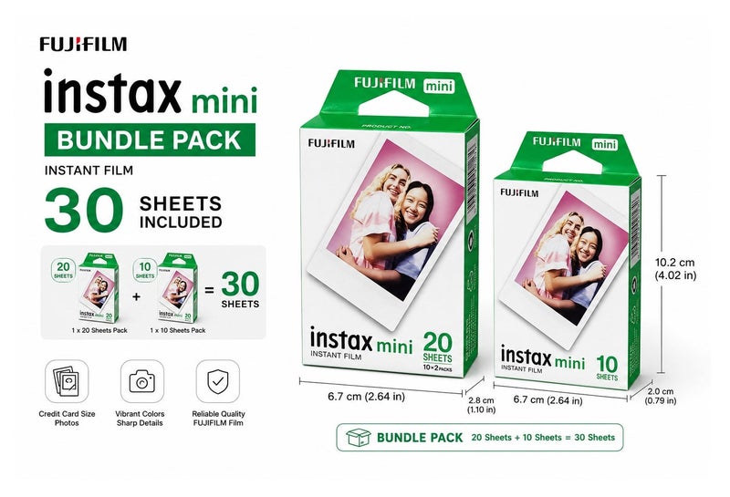Fujifilm Instax Mini Instant Film – Total 30 Sheets Compatible with All Instax Mini Cameras Like Mini 12, Mini 41, Mini Evo, Mini 90 White Frame High-Quality Fast Developing Ideal for Scrapbooks, Gifts - Image 2