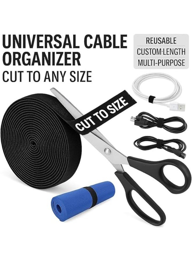 Generic Double-Sided Cable Management Tape, Reusable Wire Organizer, 2cm Width, 5m Length Cable Ties for TV and Computer, Wire Management Solution Black  - Image 5