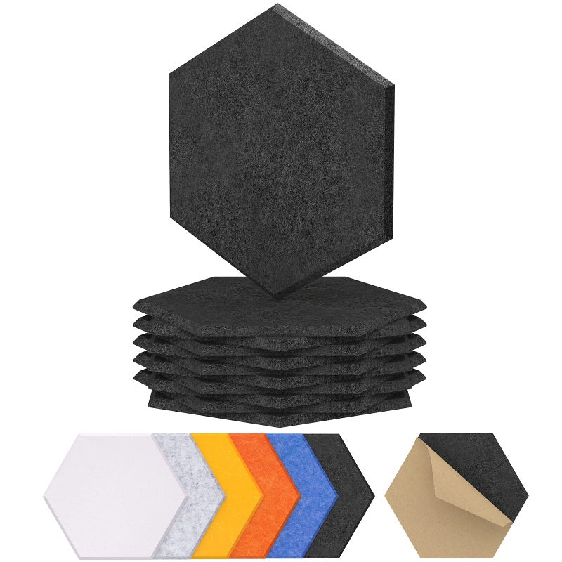 TONOR 12 Pack Hexagon Acoustic Panels, TONOR 12"x 10"x 0.4" High Density Sound Proof Panels for Walls, Sound Deadening Insulation Treatment Foam Panel, Sound Absorbing Padding for Studio, Office, Home Black - Image 1