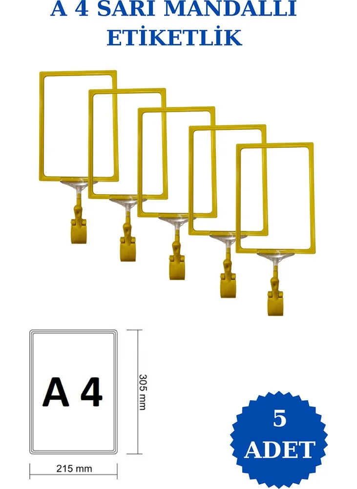 İstanbul Manken Istanbul Model 5 Pieces A4 Latch Shelf Tag Basket Tag Framed Label Holder Donkey Hanger Tag