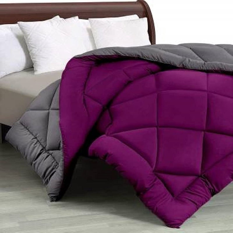TUNDWAL'S TUNDWALS Microfibre 200 GSM Reversible Solid Double ComforterBlankets for WintersQuiltsDuvets MagentaGrey Microfiber - Image 2