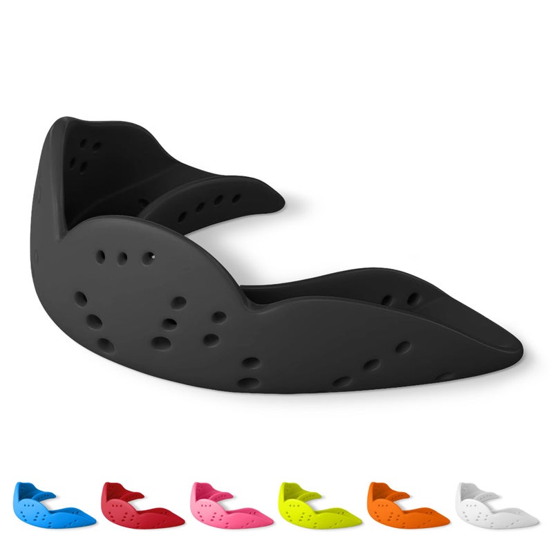 SISU Aero Small Mouthguard, Charcoal Black - 30% Stronger Protection for Lacrosse, Football, Hockey, Roller Derby, Team Sports - Remoldable Up to 20 Times - Ultra Slim - Non Toxic - Image 1