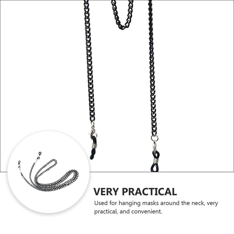 1Pc Multipurpose Strap Non-skid Glasses Rope Aluminum Chain Black - Image 5