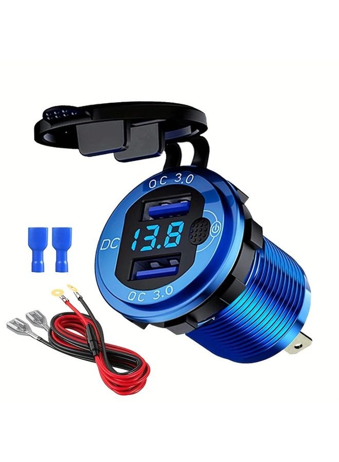 BU 1 Fast Charger QC3 0 Dual USB Car Charger With Switch And LED Voltage Display - Image 2