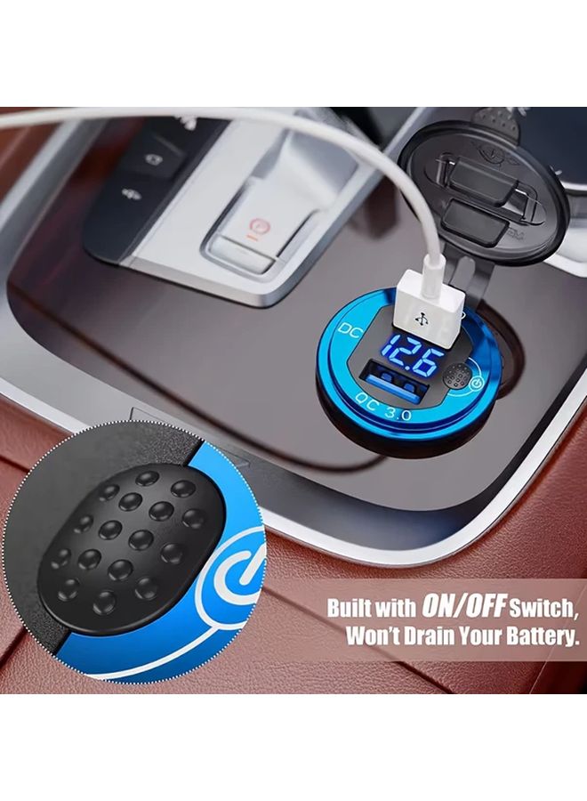 BU 1 Fast Charger QC3 0 Dual USB Car Charger With Switch And LED Voltage Display - Image 5