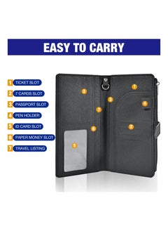 Y&D Passport Holder and Travel Wallet, Document Organizer Credit Card Clutch Bag for Men Women, Multi-purpose Wallet Women/Man (Black)  - Image 2